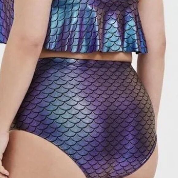 TORRID PURPLE IRIDESCENT MERMAID HIGH WAIST SWIM BOTTOM 4X - Picture 2 of 14